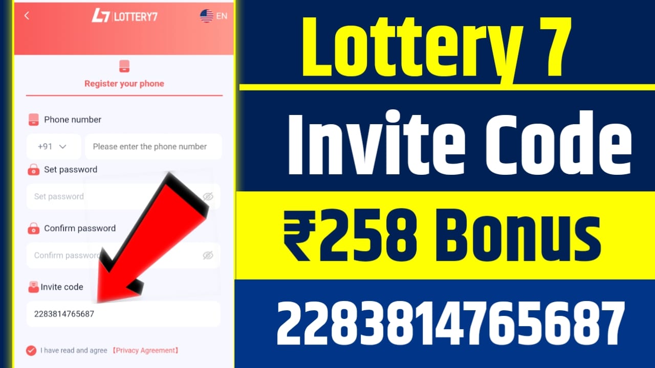 What is Lottery 7 Invite Code Today? 2283814765687